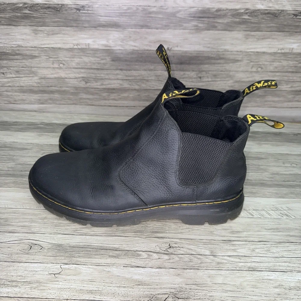 Dr Martens Hardie II Black Pebbled Leather Chelsea Boots Slip On Mens Size 13